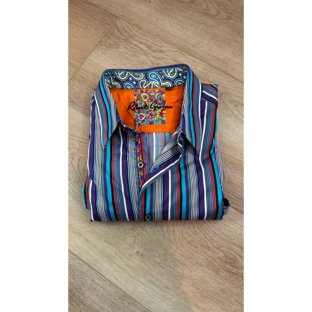 Robert Graham Multicolor Stripe Button-Down Shirt – Size XL